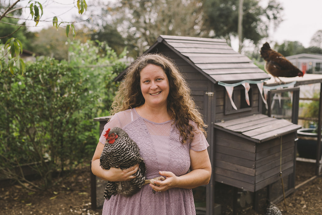 Chicken Coop owner with Chicken and coop