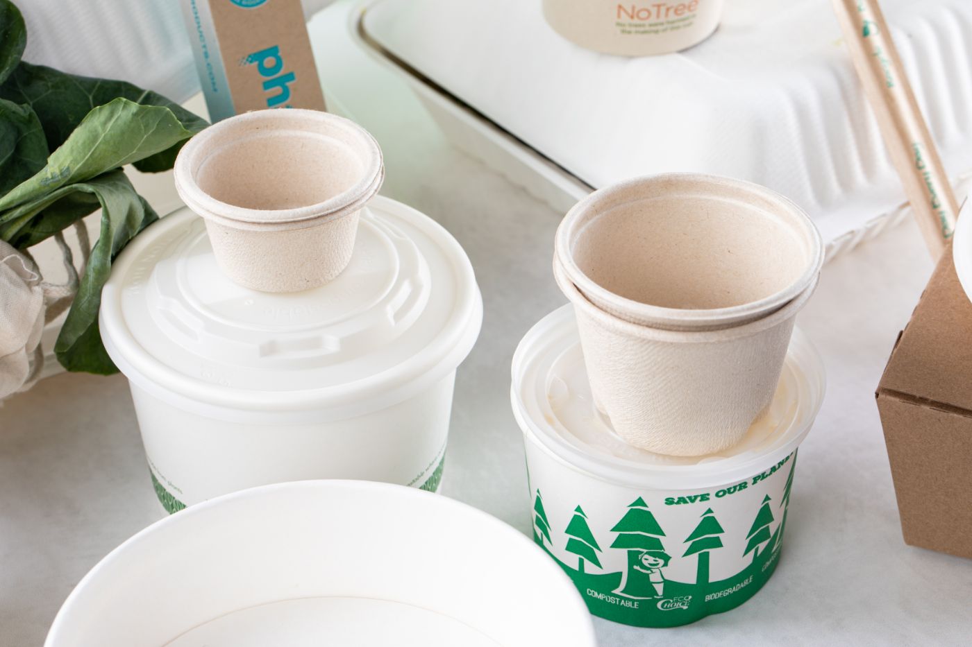 compostable and recyclable to go containers