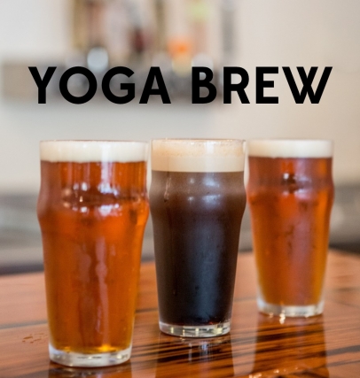 Yoga Brew with three beer pints at Trasca and Co eatery in ponte vedra beach florida