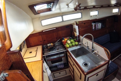 the galley of a sailboat