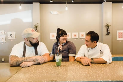 Wesley Noguiera, Calli Marie and Chef Rick at Brew Coffee Five Points