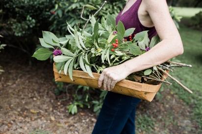 Becky Cardenas with foraged plants