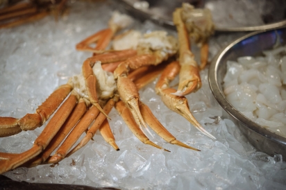crab legs on ice