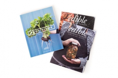 provisions cookbook and copies of edible magazine