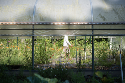 Brian Lepinski walks the greenhouses at Down to Earth farms in Jacksonville Florida 