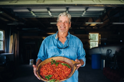 Barry Skitsko of b and d sauce co with bird peppers
