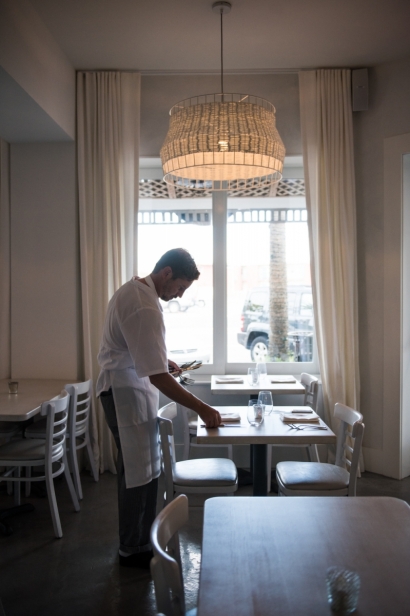 Chef Chris Polidoro in the Dining Room at Restaurant Doro