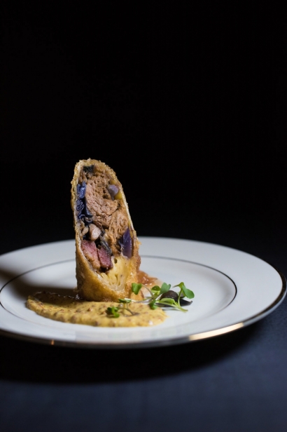 smoked pork and purple cabbage egg roll
