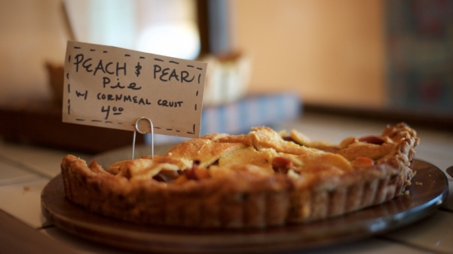 community loaves bakery in jacksonville fresh cornmeal crust peach pear tart