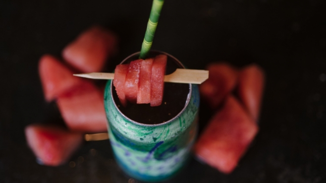 Watermelon cocktail in a can