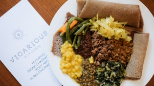 Ethiopian food at Vicarious Kitchen workshop