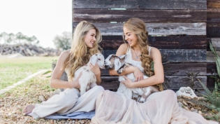 Conner Ann Waterman & Victoria Monronta holding goats