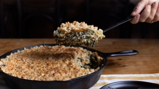 creamed kale with streusel